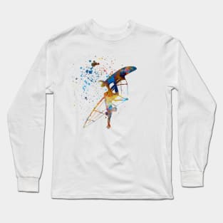 Young man surfer in watercolor Long Sleeve T-Shirt